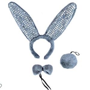 Halloween Plush Sequin Bunny Ears Costume Set